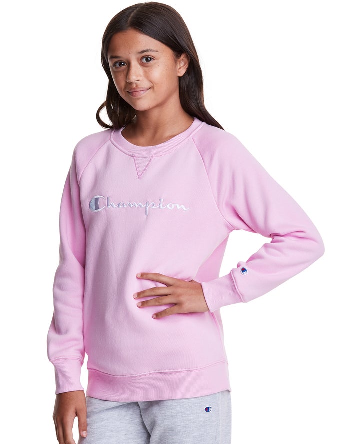 Champion Fleece Crew Script Logo - Tytön Pinkki Huppari - Suomi 1092463-SK